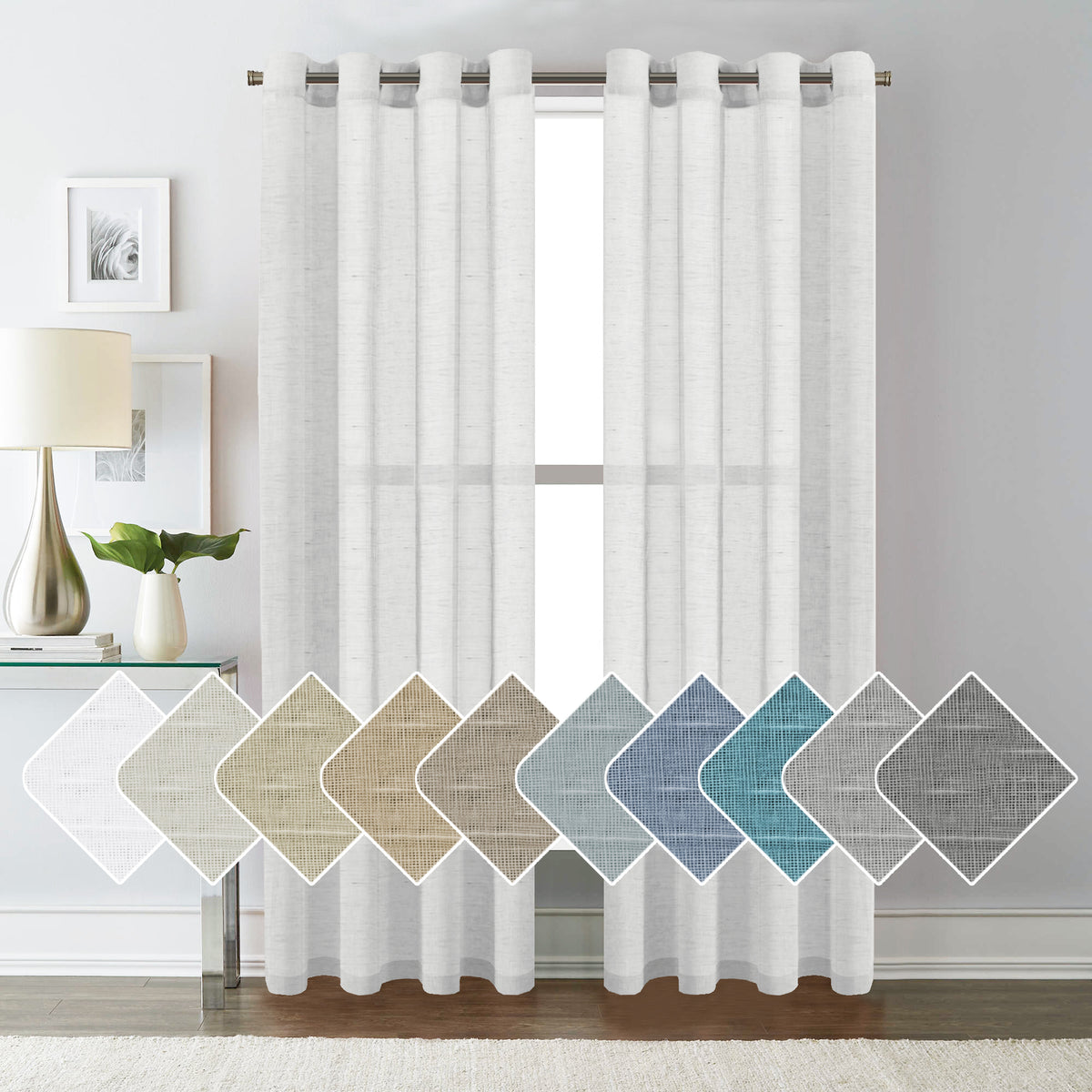 Soft Filtering Light Luxury Linen Back Tab Semi Sheer Curtains