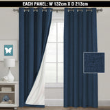 2x 100% Blackout Curtains Pair Rich Linen Textured Curtain Draperies for Bedroom