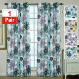 2x Blockout Floral Curtains Eyelet Blackout Curtain Draperies for Living Bedroom