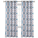 2x Curtains Blockout Soft and Thick Eyelet Teal & Taupe Line, W132cm x D213cm