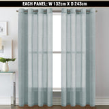 2x Linen Sheer Curtains Living Room Curtains Pair Eyelet Privacy Linen Draperies