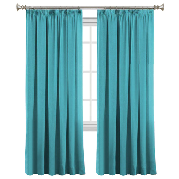 2x Blockout Curtains Blackout Curtain Pair Pencil Pleat Draperies with Tie Backs