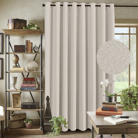 Wide Curtains for Living Room Thermal Blackout Patio Door Linen Curtain