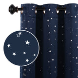 1x Blackout Curtains for Kids Glitter Star Kids Curtains Blockout, Sold Single