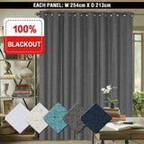 100% Blackout Curtains for Bedroom Linen Textured Double Wide Blockout Curtains