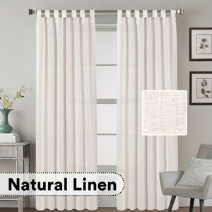 Curtains Natural Linen Blended Energy Efficient Light Filtering Curtains / Tab Top Curtains Window Treatments Panels / Drapes