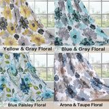 2x Blockout Floral Curtains Eyelet Blackout Curtain Draperies for Living Bedroom