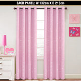 1x Blackout Curtains for Kids Glitter Star Kids Curtains Blockout, Sold Single