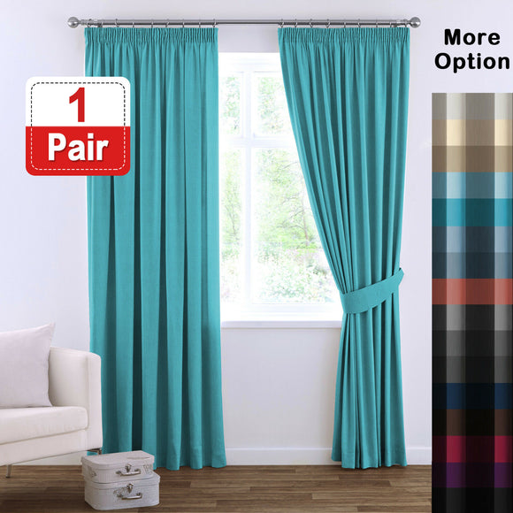 Blockout Curtains Bedroom Blackout Curtains Pencil Pleat Thermal Insulated Pair