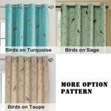 Blockout Curtains Living Room Birds Pattern Country Curtains Thermal Heavy Soft