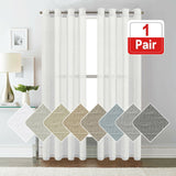 Linen Sheer Curtains/Window Treatments Nickel Grommet Panel Draperies for Living Room, Multi Colour and Size