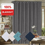 1x Extra Wider 100% Blackout Curtain for Bedroom Linen Textured Blockout Curtain