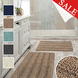 Extra Thick Soft Striped Shaggy Chenille Bath Rugs Mats for Bathroom and Kitchen