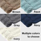 Extra Thick Soft Striped Shaggy Chenille Bath Rugs Mats for Bathroom and Kitchen