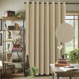 Luxury Linen Textured Blockout Curtain Eyelet Extra Wide Thick Curtain Drapes