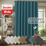 Luxury Linen Textured Blockout Curtain Eyelet Extra Wide Thick Curtain Drapes