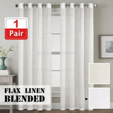 2x Natural Linen Curtains for Living Light Filtering Luxury Privacy Added Drapes