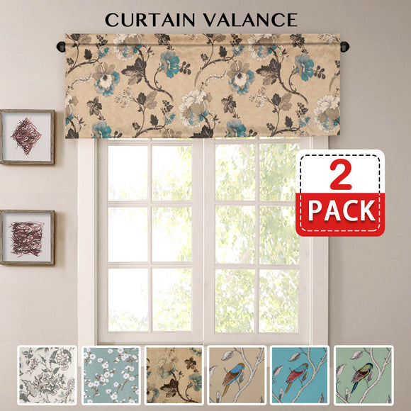 2 Pack Blockout Window Valances for Kitchen / Bathroom / Living Room Vintage