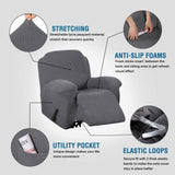 Stretch Recliner Cover 1-Piece Thick Soft  Jacquard Recliner Chair Slip Cover