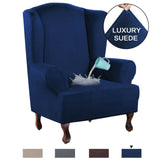 Stretch Wing Chair Cover Velvet Plush Water Repellent Suede Fabric Slipcovers