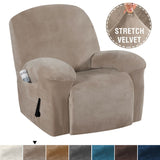 Velvet Stretch Recliner Chair Covers Slip Covers Feature Thick Velour Material