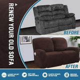 2 Seater Recliner Sofa Covers Velvet Stretch Reclining Couch Covers Brown Color