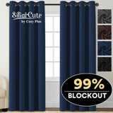 2 x Blockout Curtains Blackout Bedroom Curtain Draperies Eyelet for Living Room