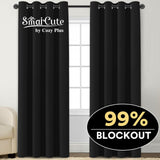 2 x Blockout Curtains Blackout Bedroom Curtain Draperies Eyelet for Living Room