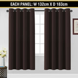 2 x Blockout Curtains Blackout Bedroom Curtain Draperies Eyelet ,Brown