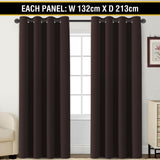 2 x Blockout Curtains Blackout Bedroom Curtain Draperies Eyelet ,Brown