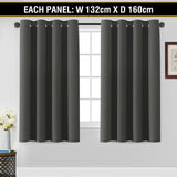 2 x Blockout Curtains Blackout Bedroom Curtain Draperies Eyelet ,Dark Grey