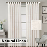 Natural Linen Blended Curtains Semi Sheers Window Curtain Draperies, Tab Top