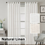 Natural Linen Blended Curtains Semi Sheers Window Curtain Draperies, Tab Top