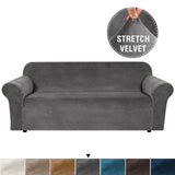 Velvet Plush Sofa Cover Stretch Couch Cover Furniture Protector for 1/2/3 Seater