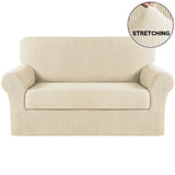 Sofa Covers Couch Cover 2-Piece Sofa Slip Covers with Seat Cushion Cover Natural