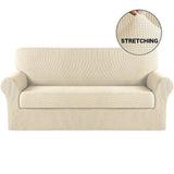 Sofa Covers Couch Cover 2-Piece Sofa Slip Covers with Seat Cushion Cover Natural