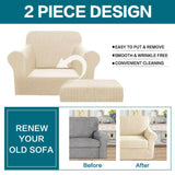 Sofa Covers Couch Cover 2-Piece Sofa Slip Covers with Seat Cushion Cover Natural