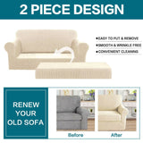 Sofa Covers Couch Cover 2-Piece Sofa Slip Covers with Seat Cushion Cover Natural