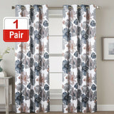 2x Blockout Floral Curtains Eyelet Blackout Curtain Draperies for Living Bedroom