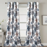 2x Blockout Floral Curtains Eyelet Blackout Curtain Draperies for Living Bedroom