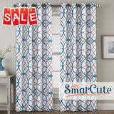 2x Curtains Blockout Soft and Thick Eyelet Teal & Taupe Line, W132cm x D213cm