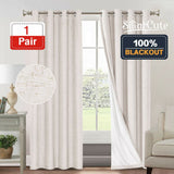 2x 100% Blackout Curtains Pair Rich Linen Textured Curtain Draperies for Bedroom