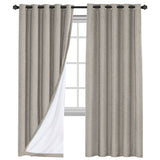 2x 100% Blackout Curtains Pair Rich Linen Textured Curtain Draperies for Bedroom