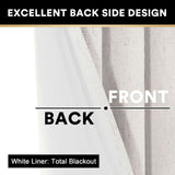 2x 100% Blackout Curtains Pair Rich Linen Textured Curtain Draperies for Bedroom