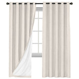 2x 100% Blackout Curtains Pair Rich Linen Textured Curtain Draperies for Bedroom