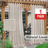 2x Outdoor Linen Sheer Curtains for Patio Divider Detachable Self-Stick Tab Top