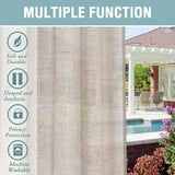 2x Outdoor Linen Sheer Curtains for Patio Divider Detachable Self-Stick Tab Top