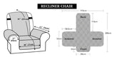 Waterproof Recliner Chair Covers for Dogs/Cats/Pets with Non Slip Elastic Strap