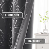 2x Blackout Foil Print Twig Tree Branch Curtain Drapes for Living Bedroom