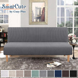 Futon Slipcover Armless Stretch Sofa Bed Protector Textured Small Check Jacquard